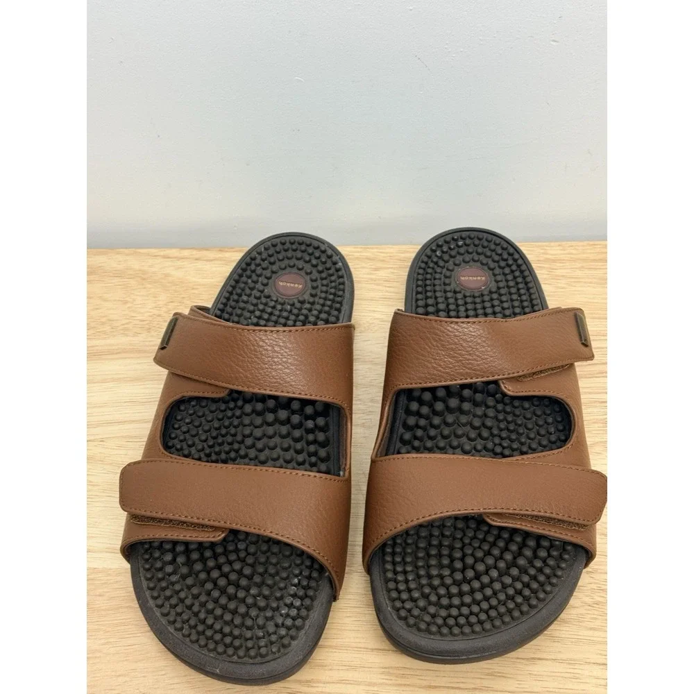 Kenkoh 2319 Women's 9 Massage Sandals Brown Leather Adjustable Slides EU 40 #36